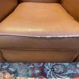 Pair of art deco leather club armchairs