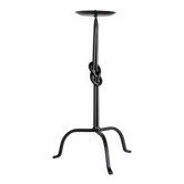 Bougeoir en fer forgé noir avec détail de nœud - Centre de table vintage brutaliste italien des années 1970