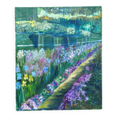 Huile sur toile impressionniste – "Le Jardin aux Iris"