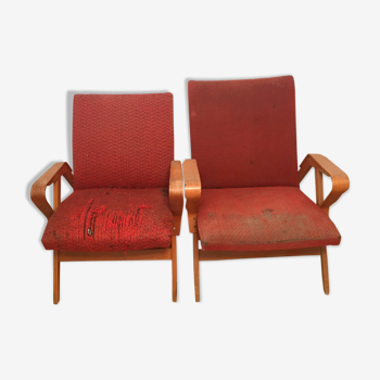 Red Armchairs By Frantisek Jirak Tatra Nabytok Pravenec – Famous Design From 60’s - PAIR