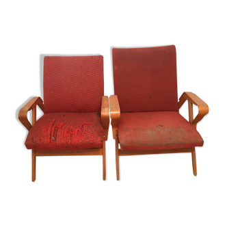 Fauteuils rouges par Frantisek Jirak Tatra Nabytok Pravenec – Design célèbre des années 60 - PAIR