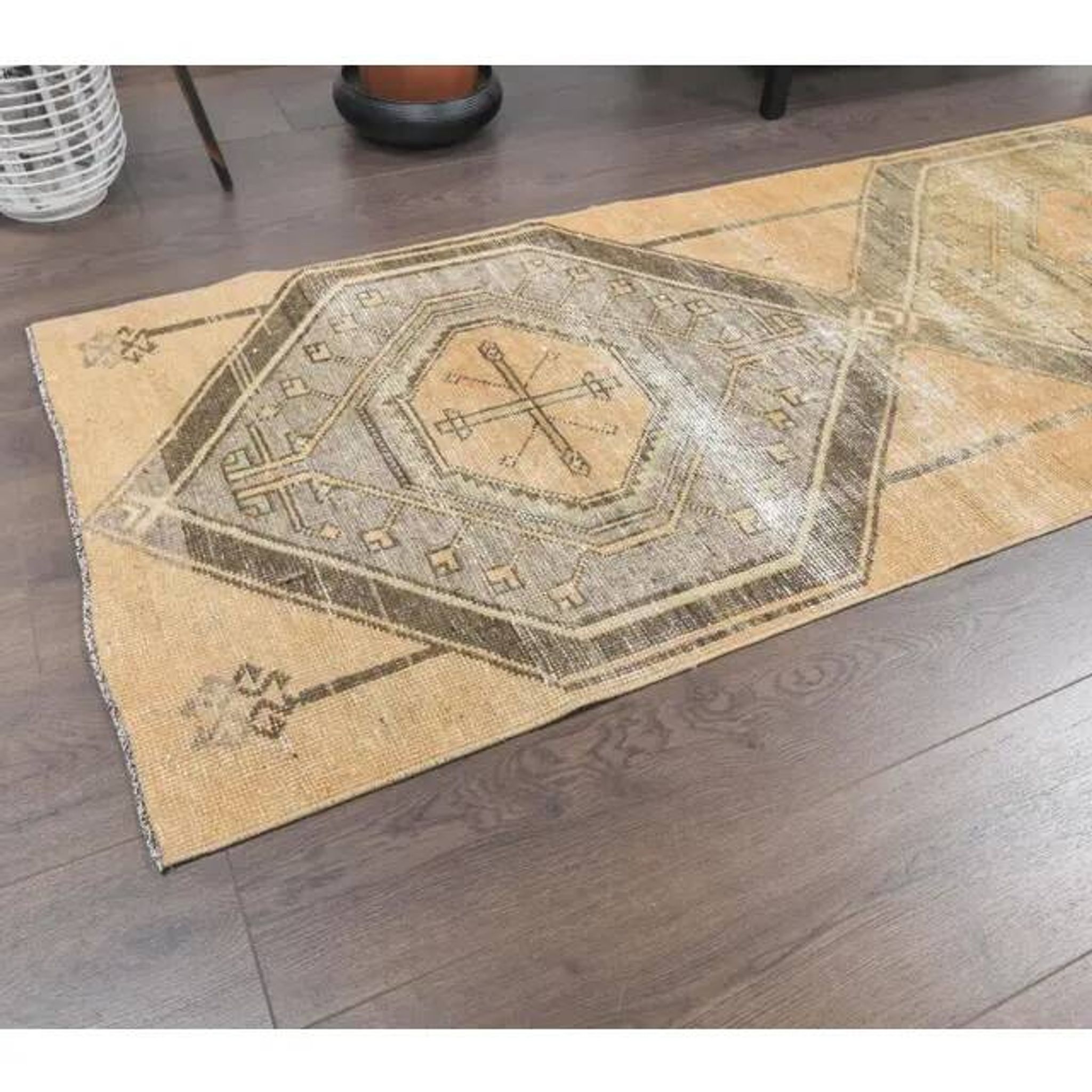 1970s Turkish Oushak Wool Runner Rug 78x319