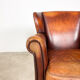 Vintage sheep leather wingback armchair zuna