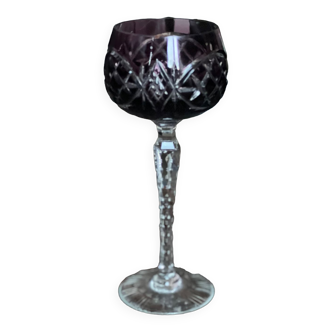 Wine glass cup in cranberry crystal cut blank