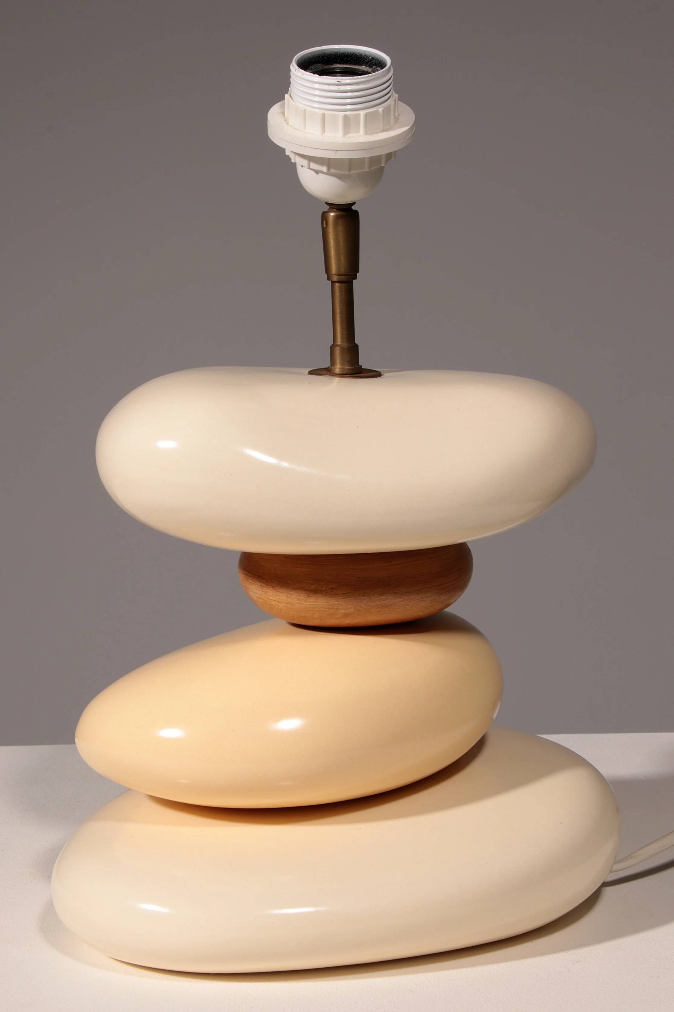 France pebble table lamp by François Chatain, 1980s