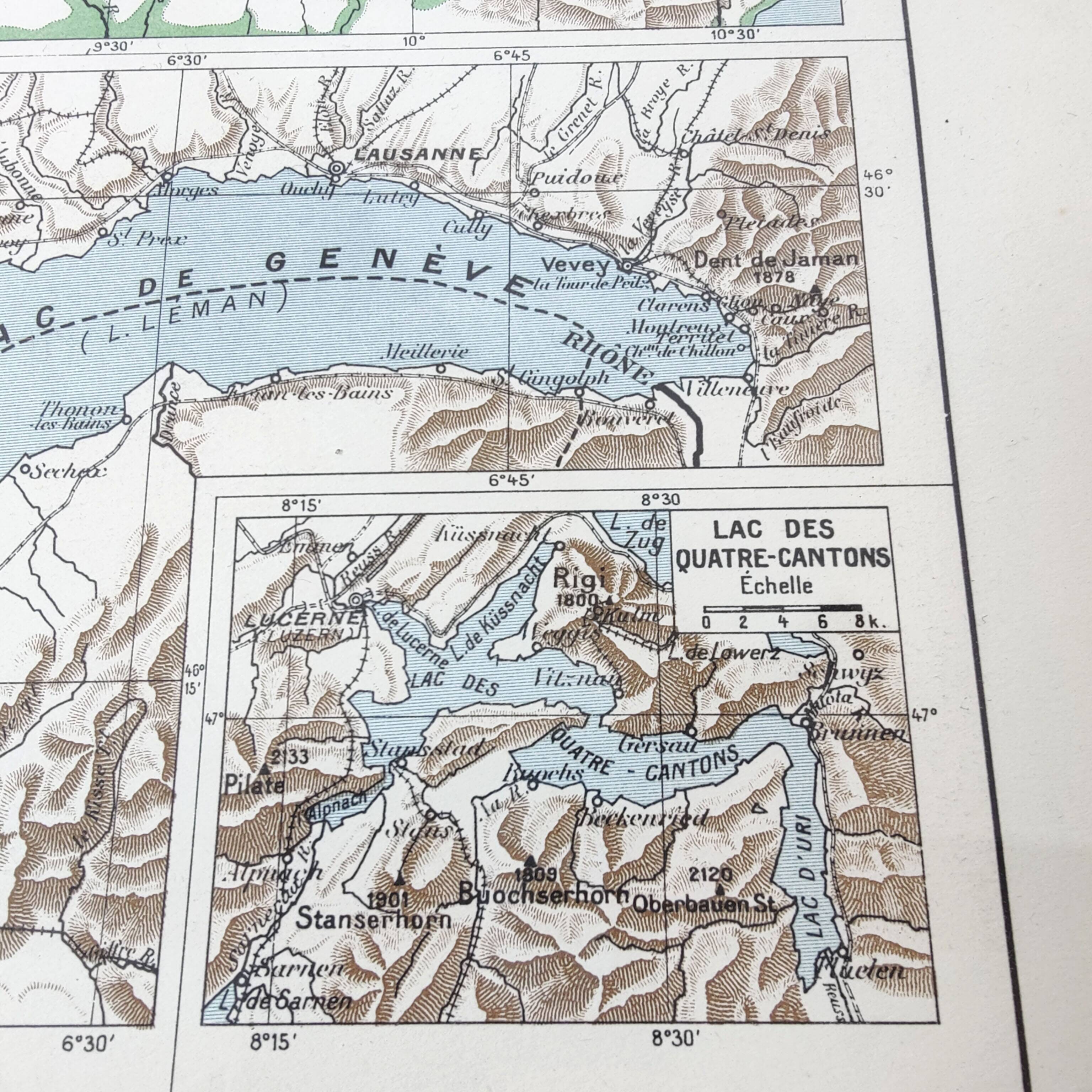 Vintage map of Switzerland 43x43cm from 1950