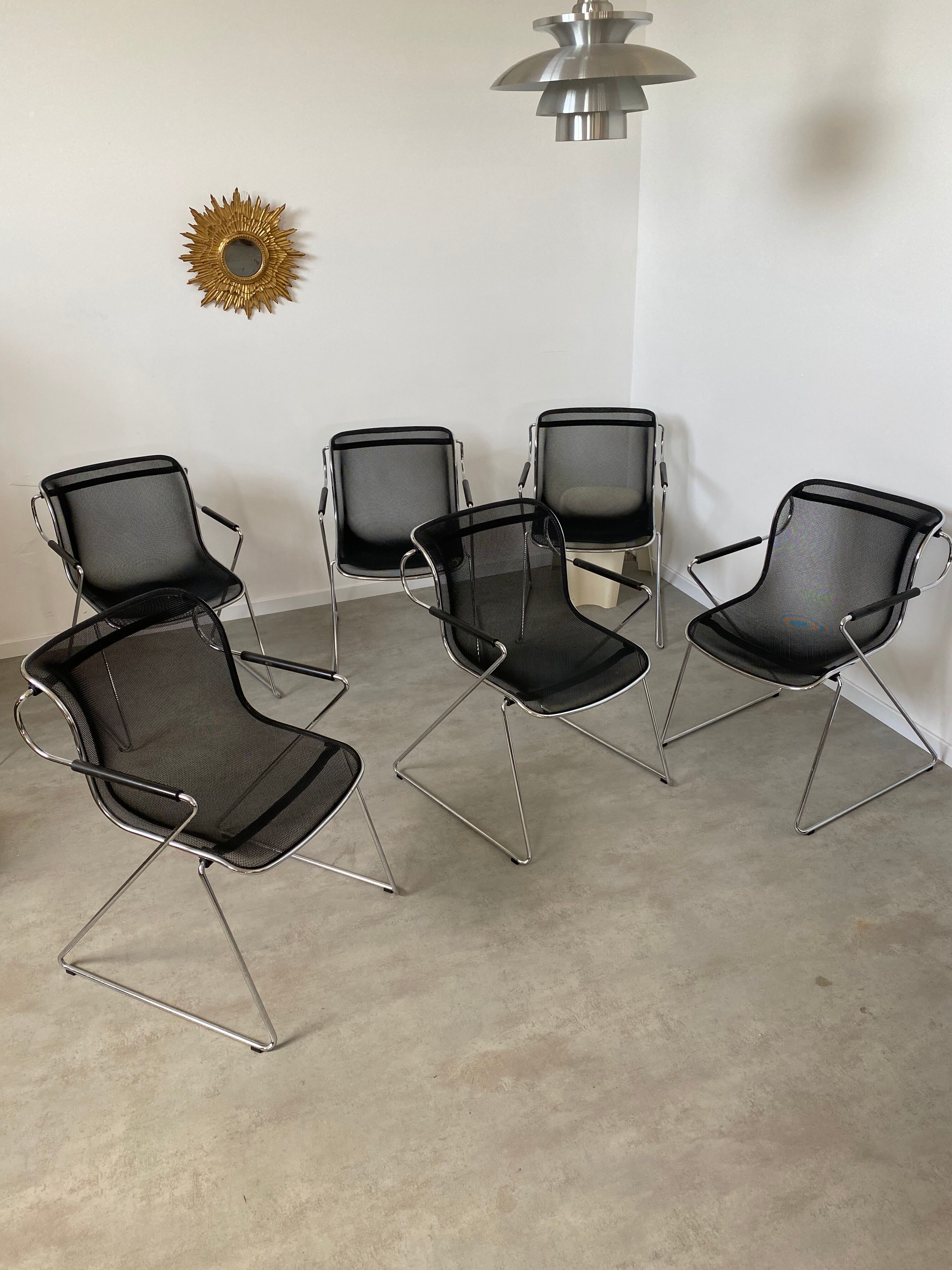 Set of 6 chairs "Penelope" by Charles Pollock for Castelli design year 1980