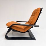 Reupholstered cognac coloured lounge chair, 1960s