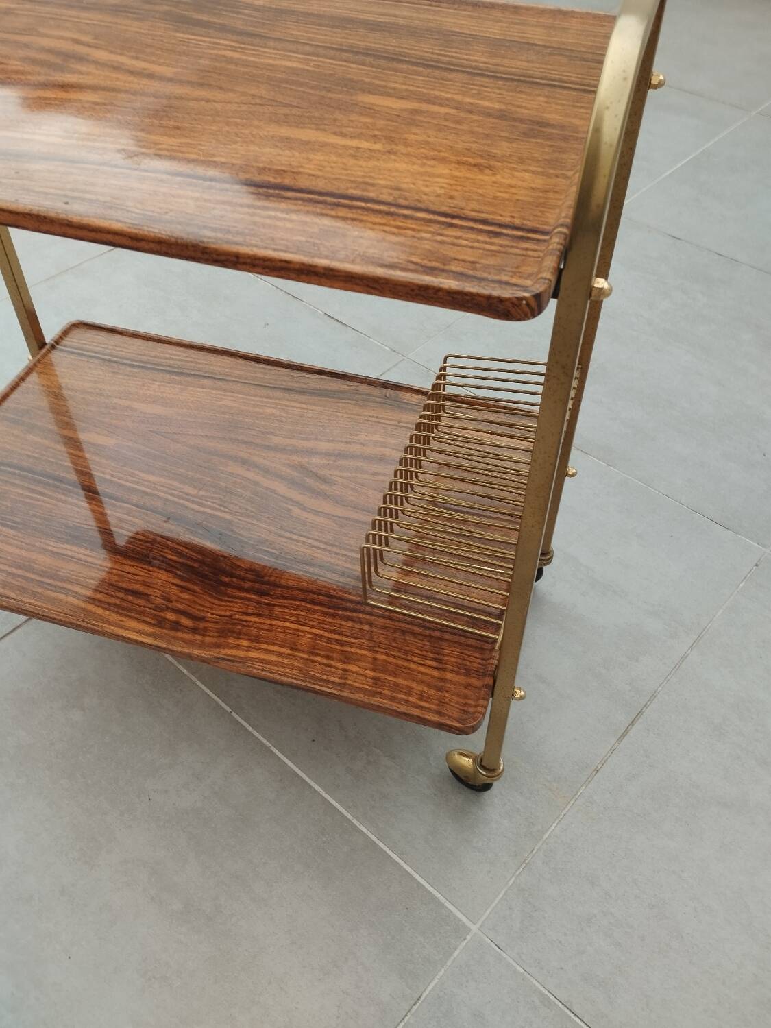 Old vintage trolley on wheels
