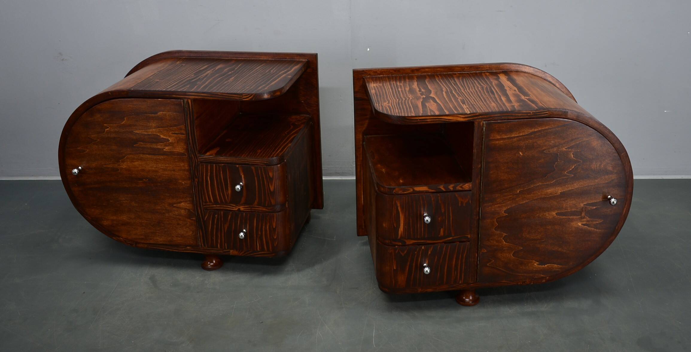 1935s pair of rare Art Deco bedside tables, Czechoslovakia