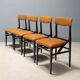 Chaises vintage en similicuir, hêtre peint, design, Italie, années 1960