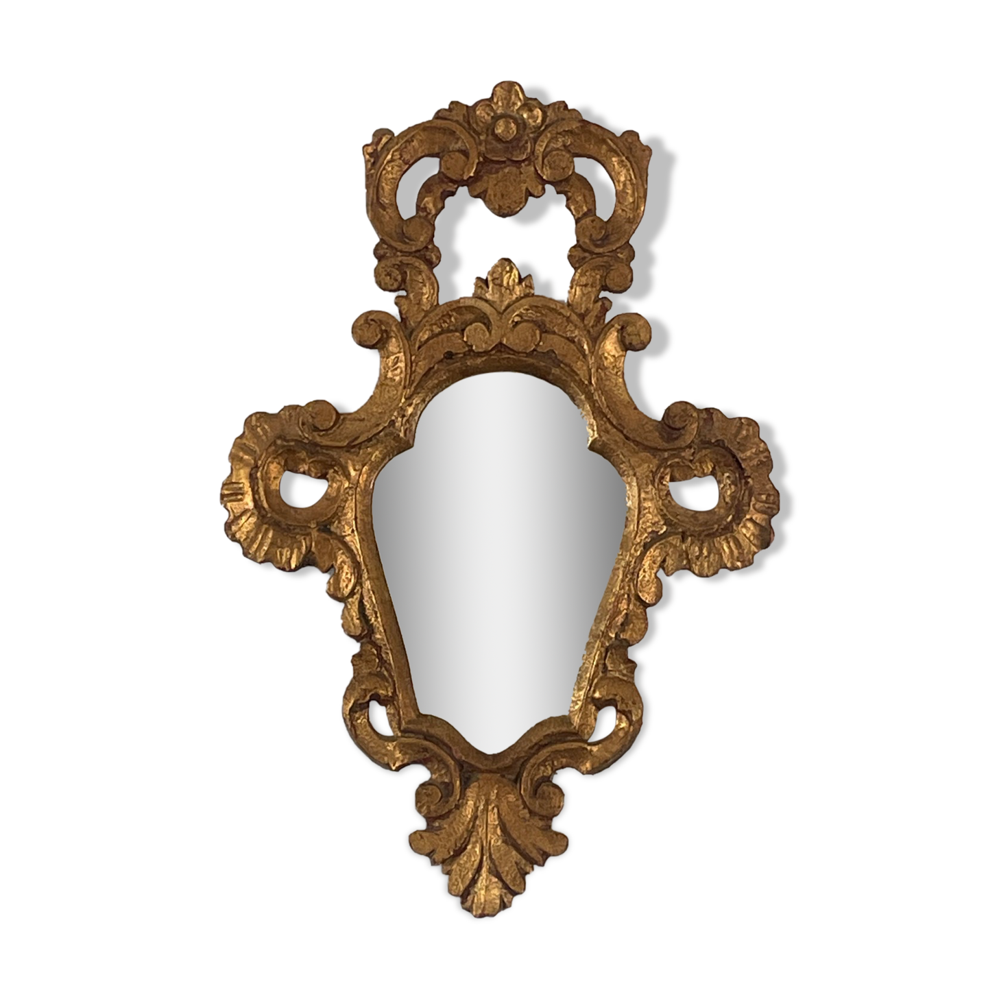 Gilded wooden mirror baroque style Louis XIV, 39x67 cm