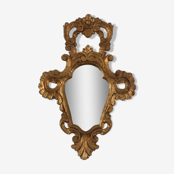 Miroir en bois doré style baroque Louis XIV, 39x67 cm