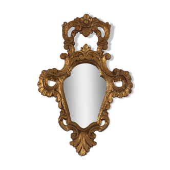 Miroir en bois doré style baroque Louis XIV, 39x67 cm