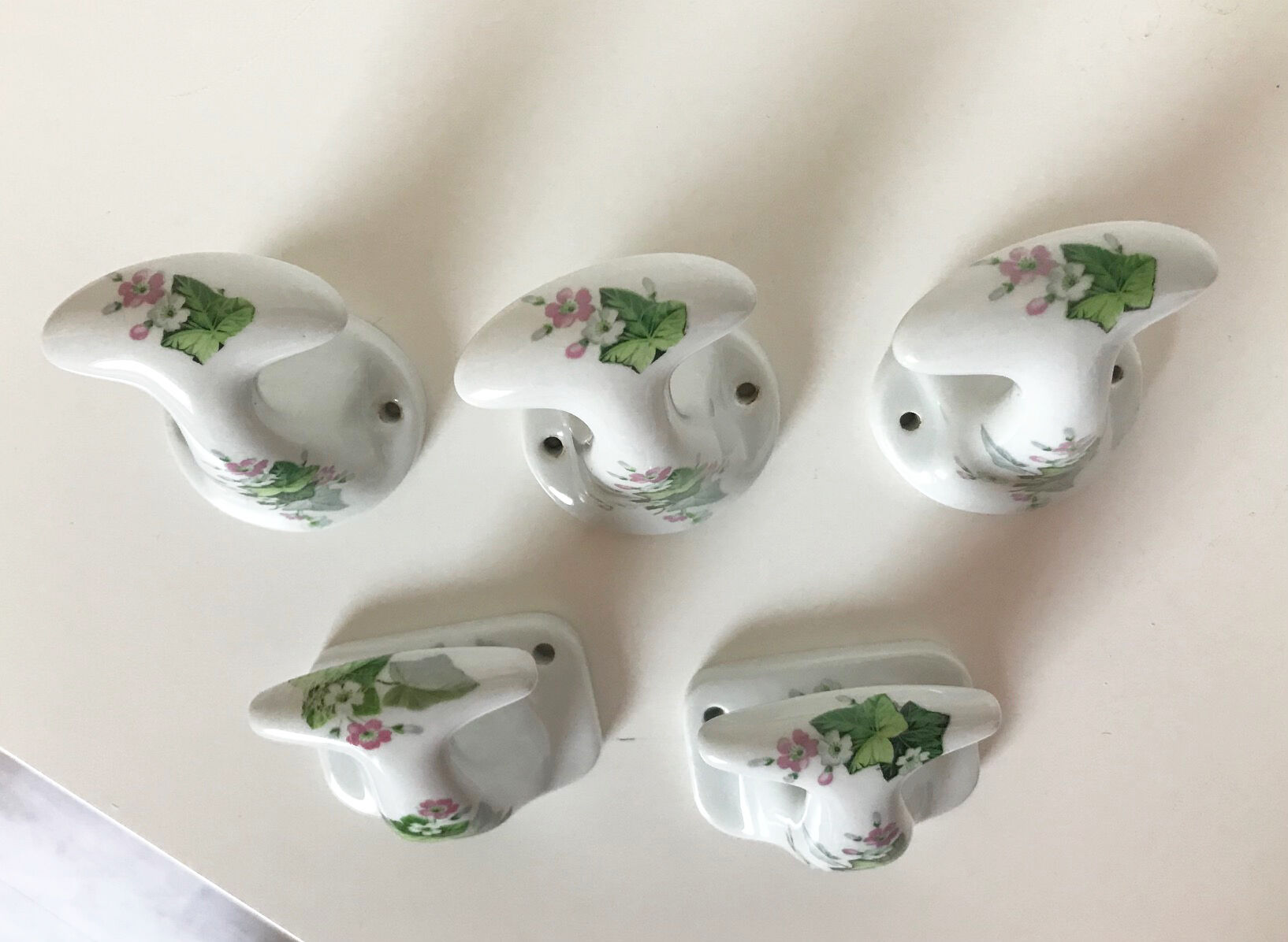 Set of 5 Limoges porcelain patères
