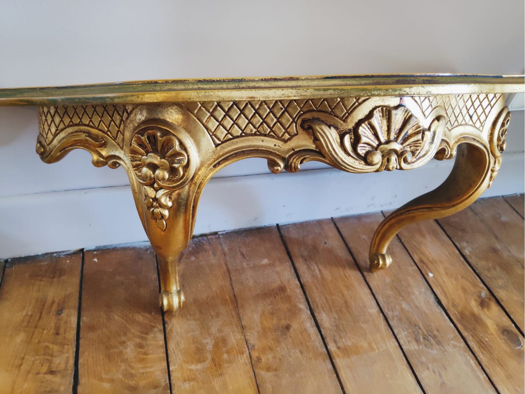 Louis XV style gilded wall shelf console