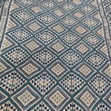 Blue, white and beige margoum rug hand-woven in natural wool