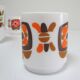 Three mugs and two cups decoration flowers design Jean-Charles Meunier 70s