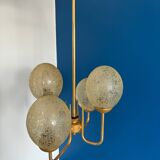 1950s gold pendant light with 4 egg globes