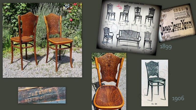 Suite of 6 Viennese bistro chairs from J&J KOHN 1900 ca