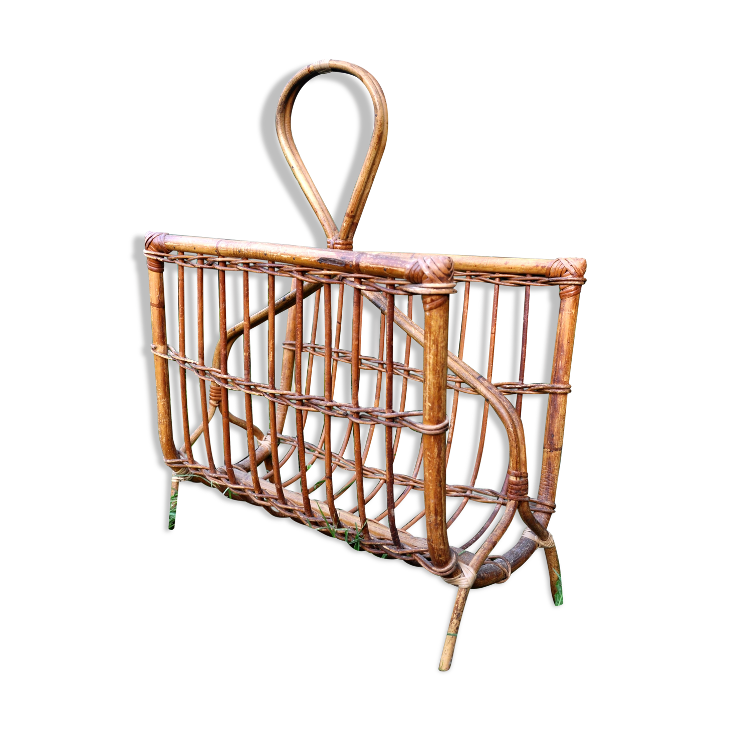 Rattan magazine rack