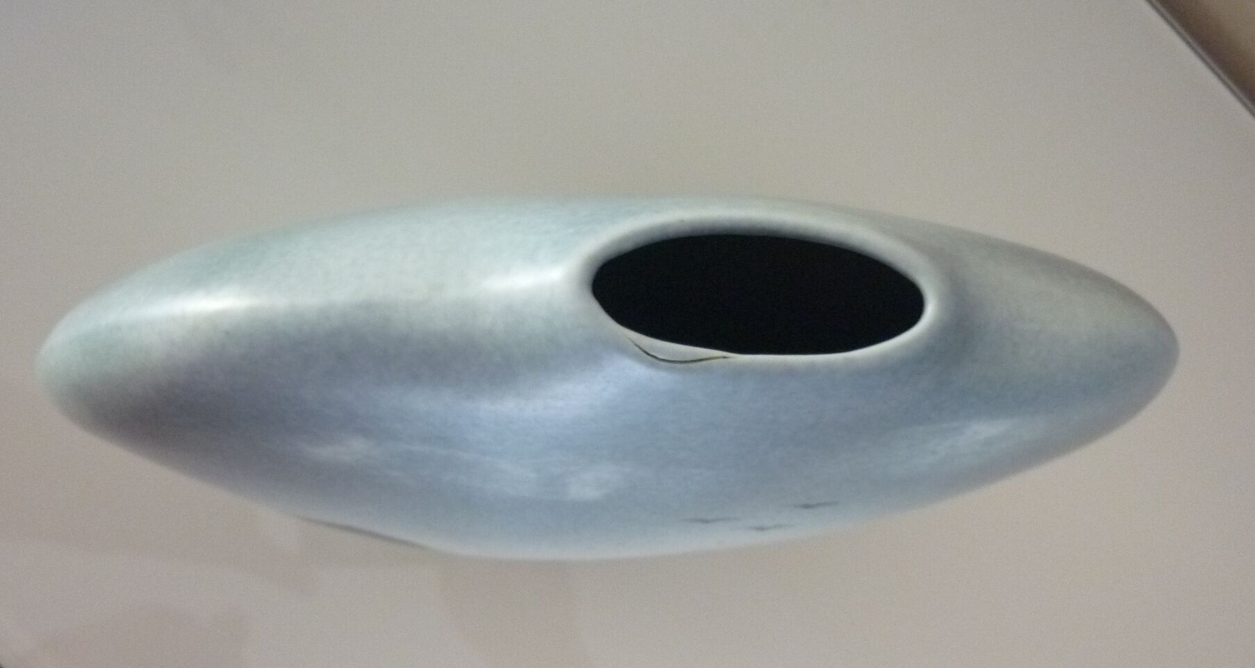 Lens vase designed by Yves Mohy, glazed ceramic by Virebent, 1970s