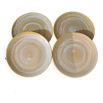 4 assiettes plates en grès Niderviller