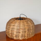 Giant wicker pendant light, round shape, 1970 - 54 X 34 cm