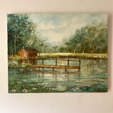 Vintage landscape oil on canvas