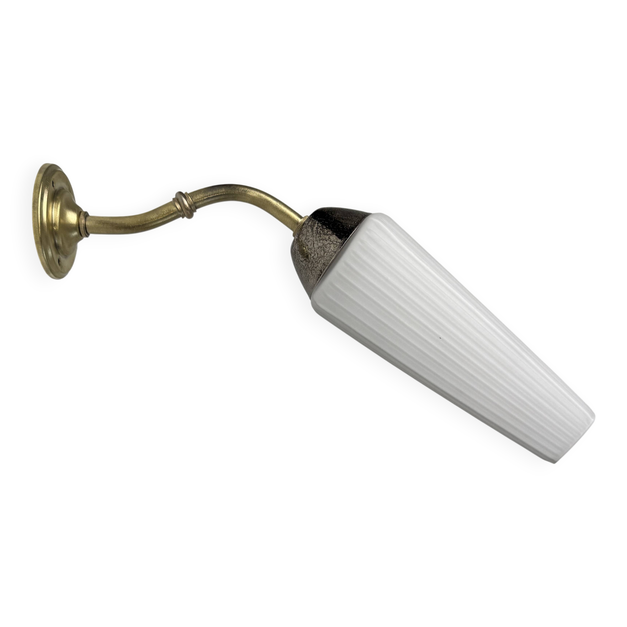 Antique brass and vintage opaline wall light