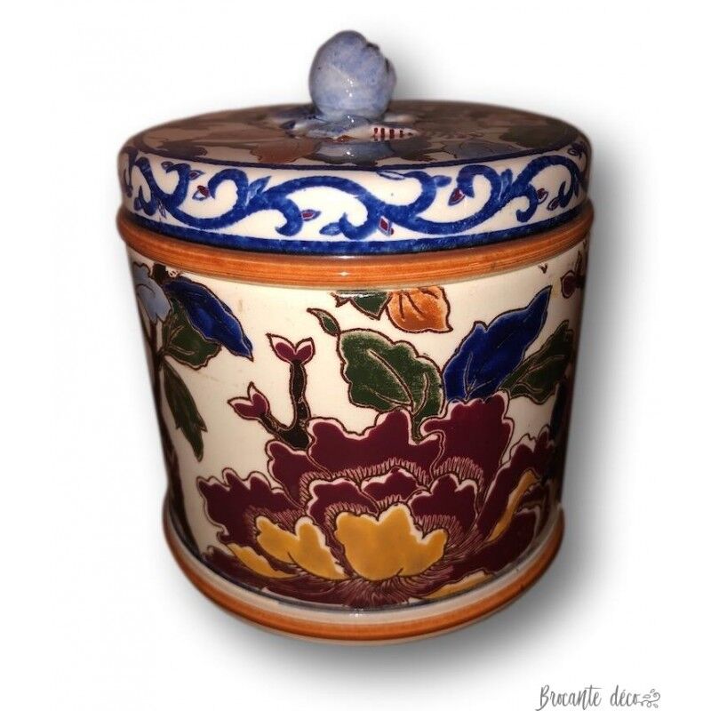 Old box, snuffbox Gien, Peony decoration