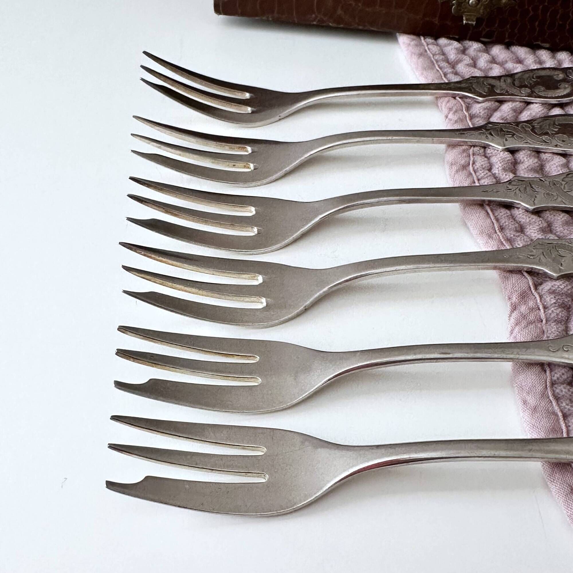 Set of 6 Gebrüder Hepp Cake Forks | Silver Plated