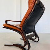 Vintage mid century scandinavian (oddvin rykken) cognac leather chair 1960s