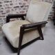 Paire de Fauteuils club / Chauffeuse vintage 50's , pieds compas