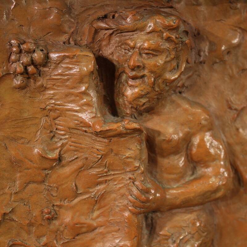 French terracotta bas-relief, Venus with Faun from 20th century