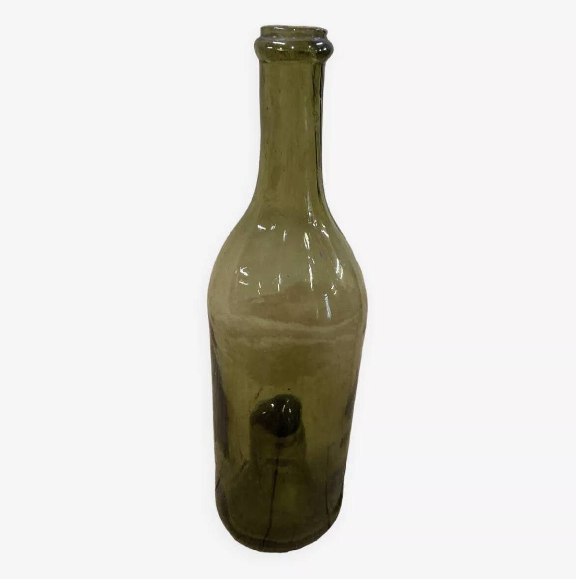 Bouteille ancienne verre verte forme libre