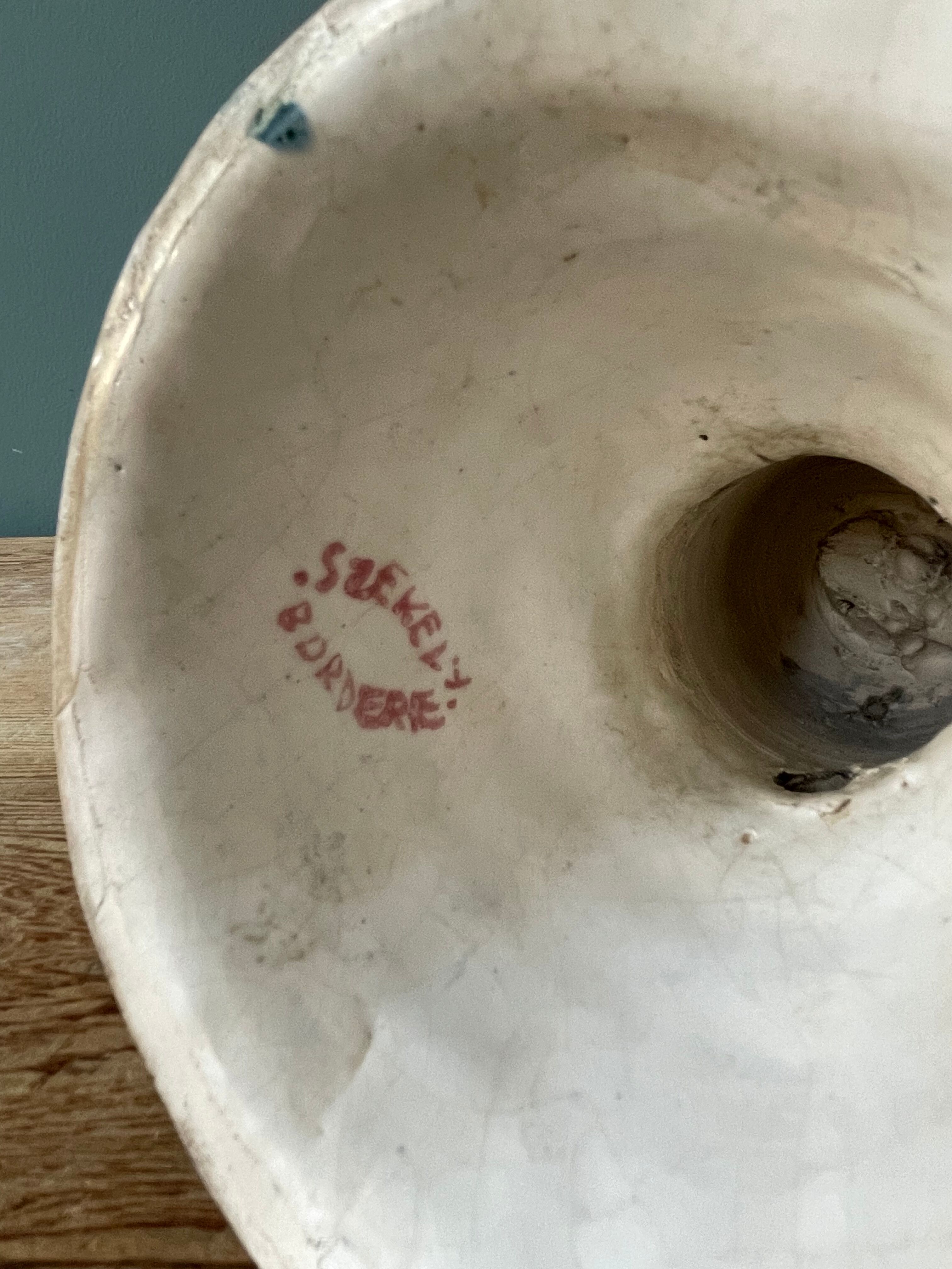 Pair of earthenware sconces signed Borderie - Szekely