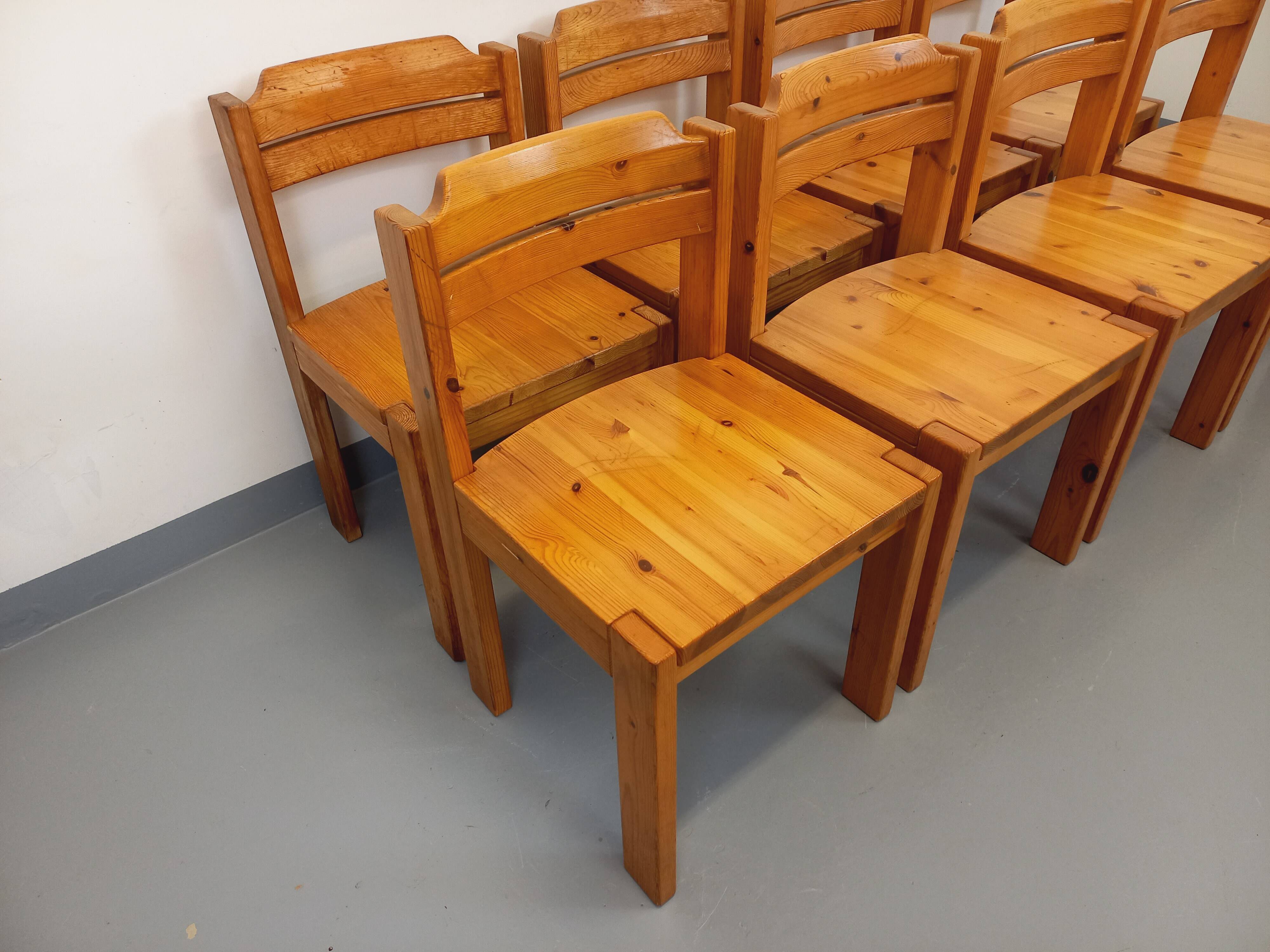 Set of 8 vintage Scandinavian chairs by Ilmari Tapiovaara for Asko in pine