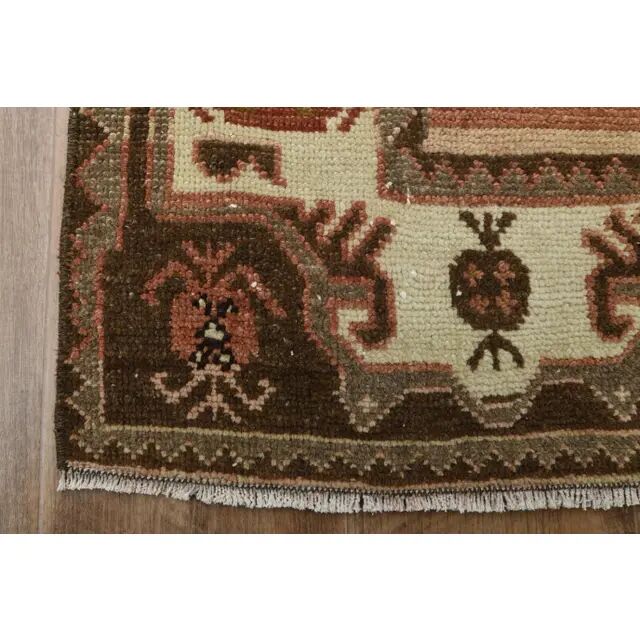 Orange Turkish Vintage Handmade Wool Runner Rug 82x256