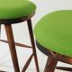 A pair of wood bar stools- Green premium wool - Rustic style/MCM