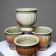 4 Tasses à thé grès style Japonais estampillés vintages