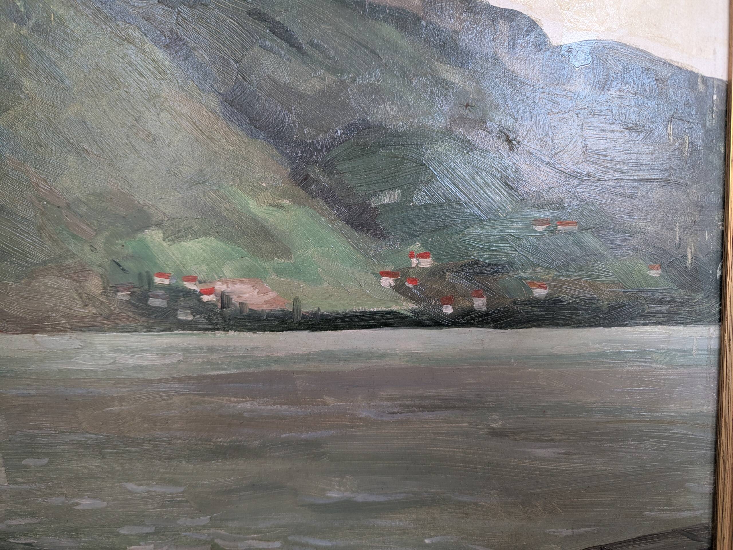 Oil on panel Mountain landscape by WEINMANN