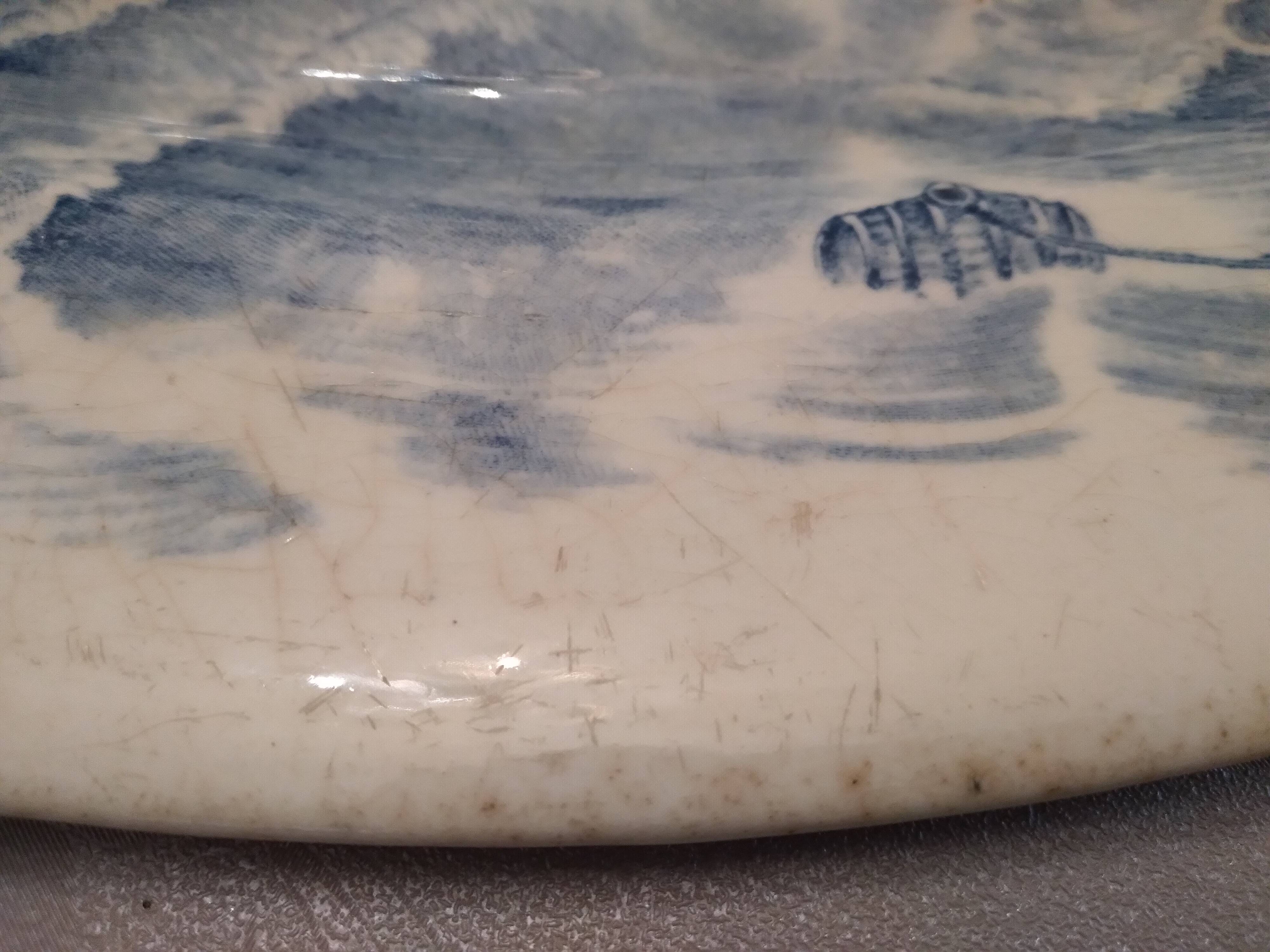 Faience dish of clairefontaine decor marine