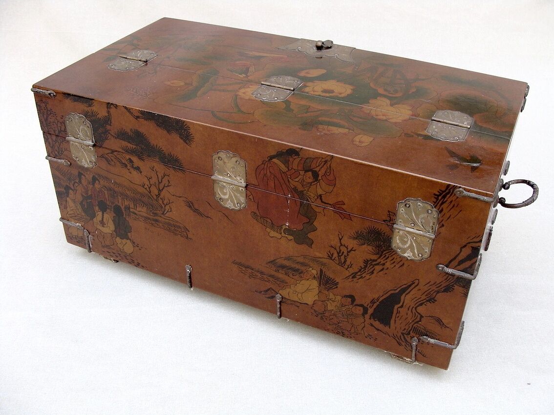 Vintage wood and metal chest