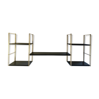 Brass and black metal shelf, 1960s