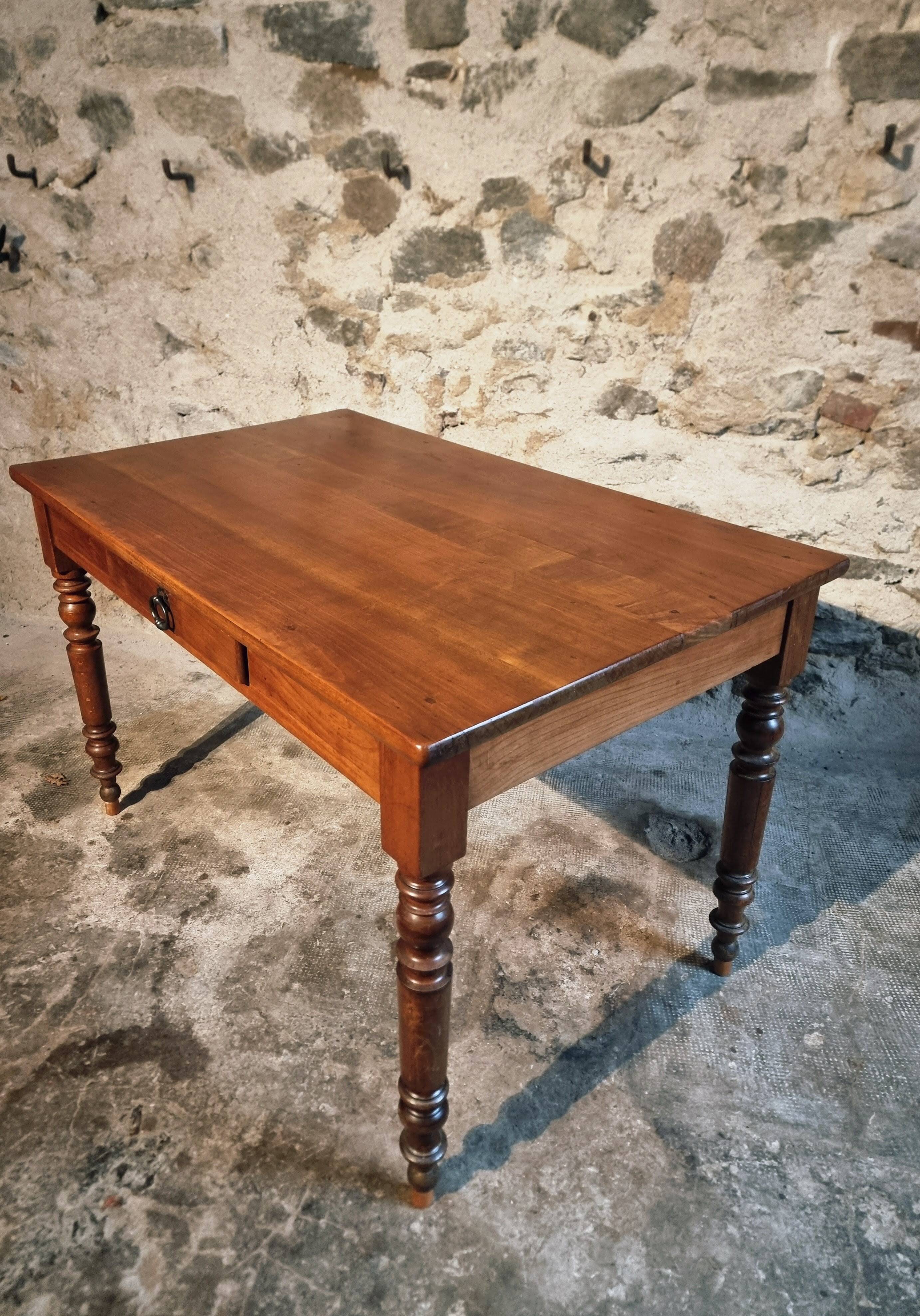 French vintage cherry wood table, circa 1920–1940.