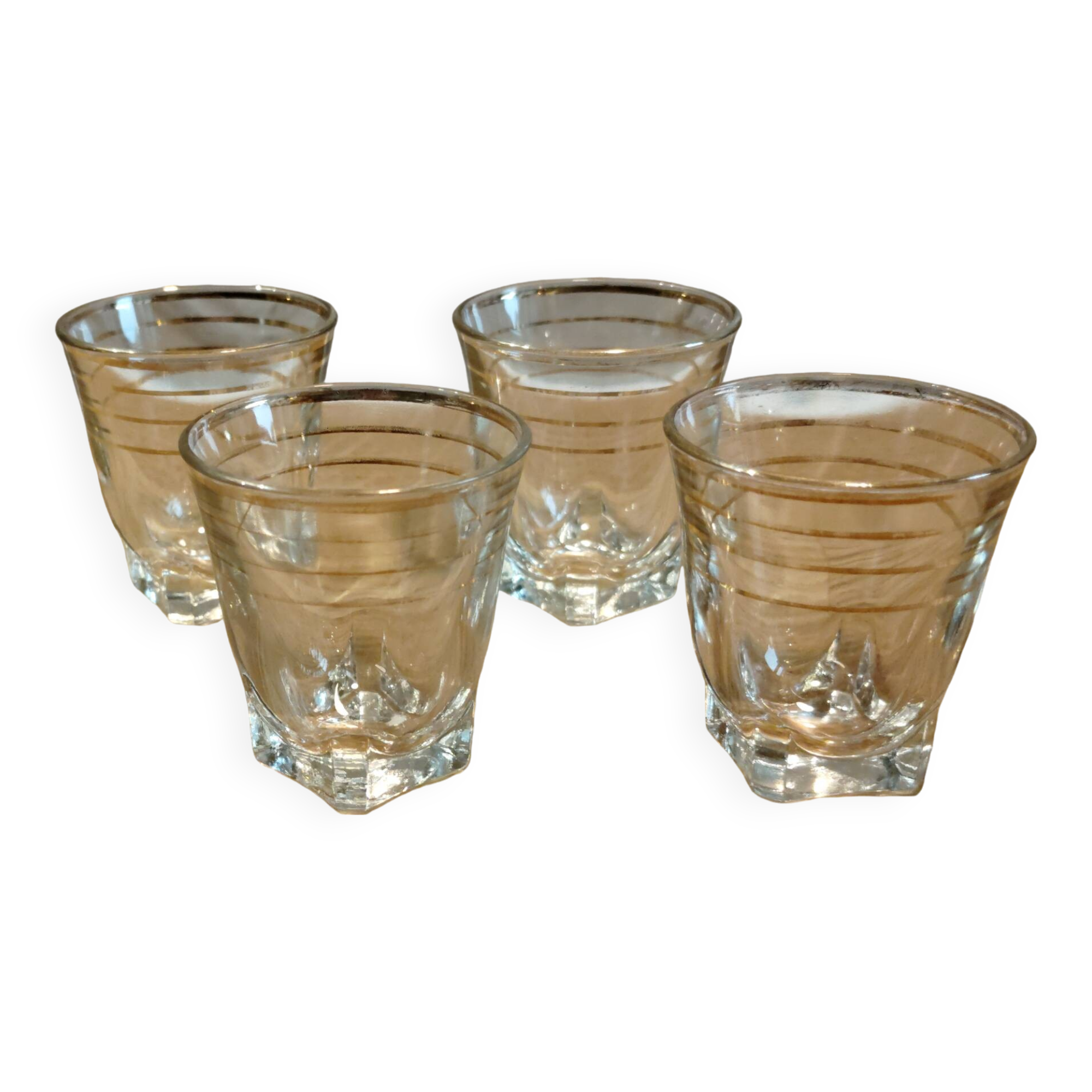 Ensemble de 4 Verres à Liqueur - Art Déco - Filets Dorés