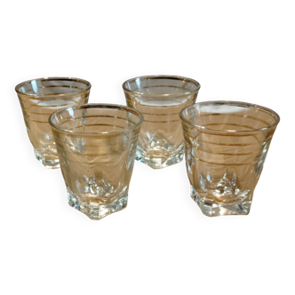 Ensemble de 4 Verres à Liqueur - Art Déco - Filets Dorés