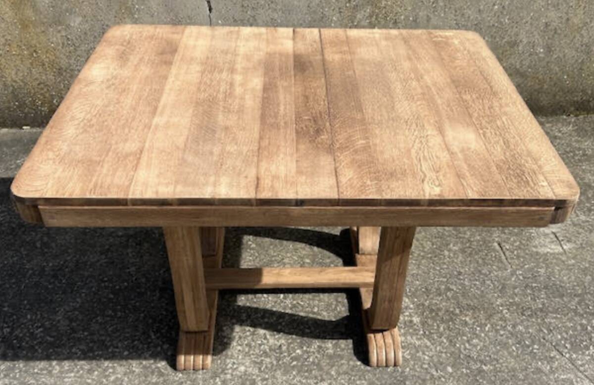 Dining table, 30s/40s, Art Deco, extendable, solid wood, extendable, lyre feet, legs