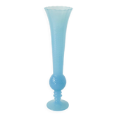 Opaline vase with a scalloped and textured neck, blue, 1960.